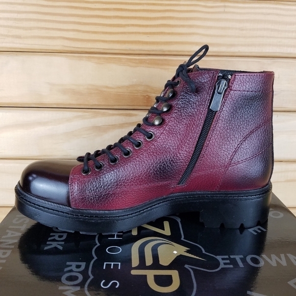 Men\'s 100% Genuine Leather Ankle Dress Boots 7 US Burgundy Paul Branco Side Zip main image 4